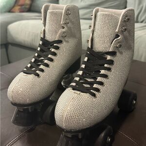 Sparkling Silver Roller Skates for Women